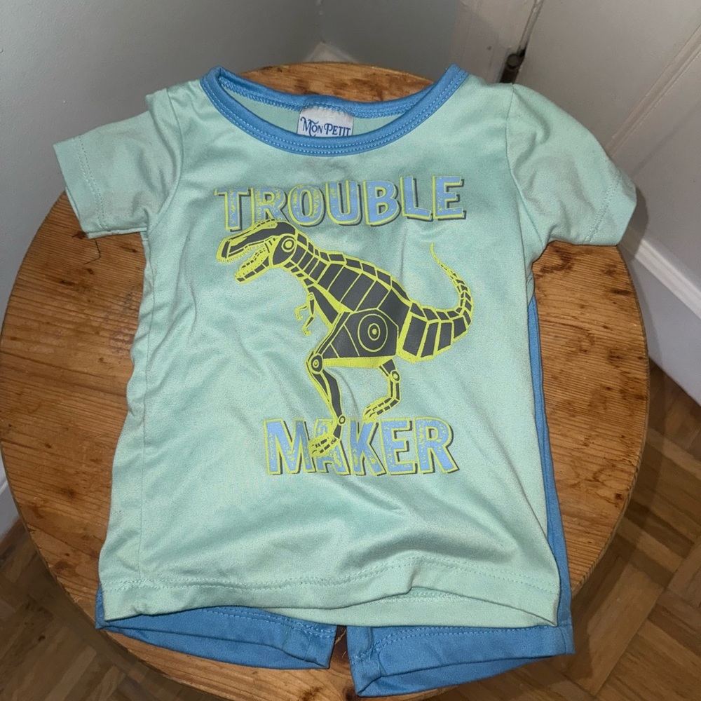 Disney Trouble Maker Dinosaur Tee - Light Blue and Yellow